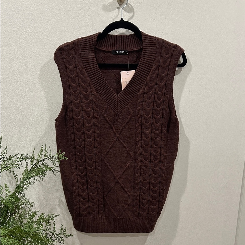 NWT brown knit vest